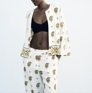 ZARA EMBROIDERED OPEN FRONT BLAZER